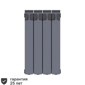 Радиатор секционный Rifar Monolit M50004RAL7012 500/100 4 секции боковое подключение биметалл серый 82560805 STLM-2027753
