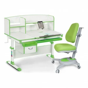Парта детская бело-зеленая Evo-50 с креслом Match Y-110 KZ MEALUX EVO  00-3947227 Белый;зеленый