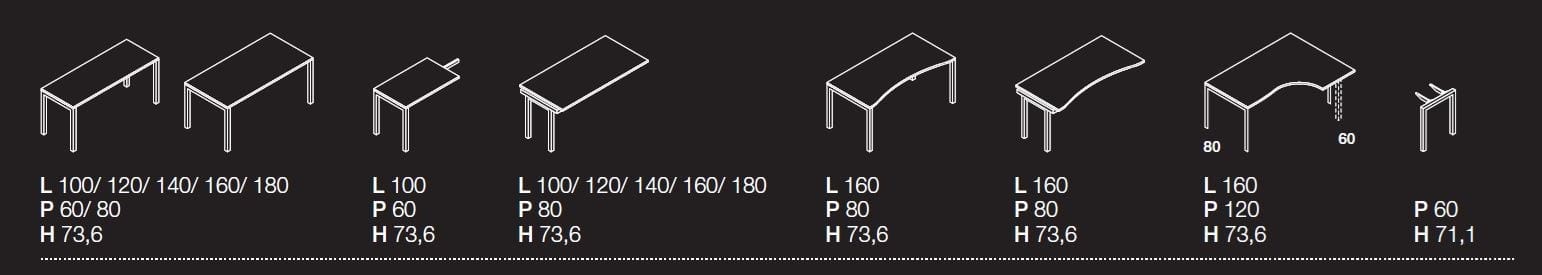 Секционный стол со встроенной полкой Las Mobili Oxi ARCH-00062076