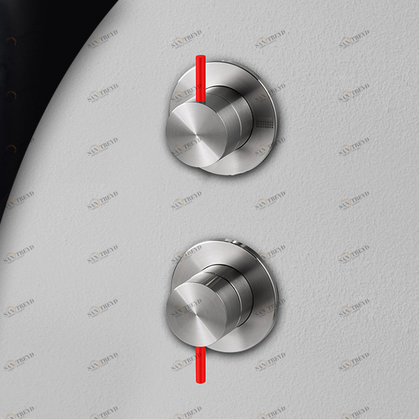 Смеситель для душа матовая сталь с красной ручкой Toki Radomonte TKI9SCIL25