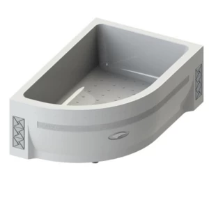 Высокий поддон к душевому углу 120х80 (правое исполнение, поддон на раме-подставке с устройством слива, фронтальная панель)