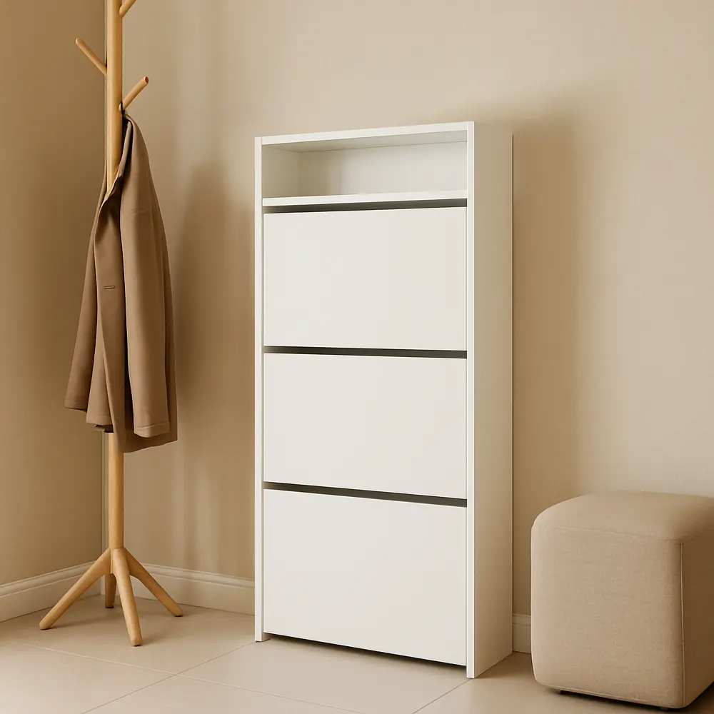 Обувница 50x126.3x17.3 см 3 ящика ЛДСП цвет белый Santreyd STLM-2087911