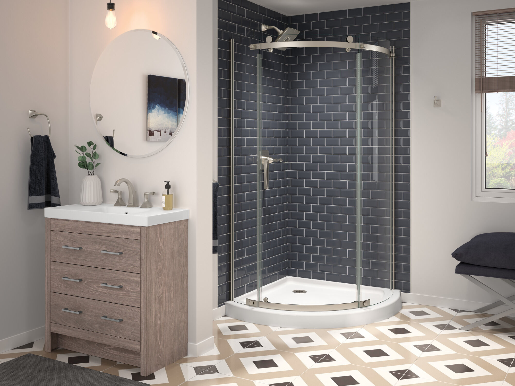 Угловой душевой поддон 38 '' Delta Faucet B711917-3838-WH - Вид №8