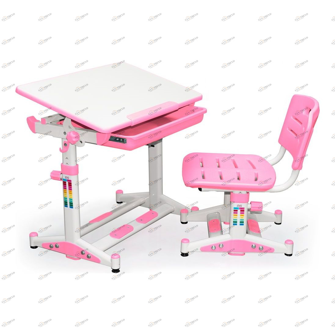 Парта детская бело-розовая BD-06/1 с розовым стульчиком MEALUX EVO  00-3947192 Белый;розовый Santreyd 