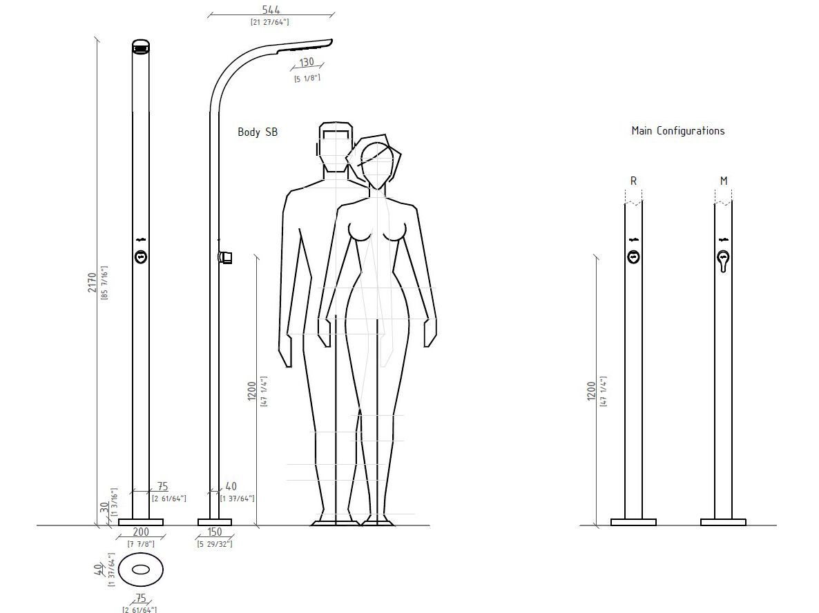 Открытый душ из нержавеющей стали Inoxstyle ELLIPSE-DU ARCH-00063200 - Вид №6