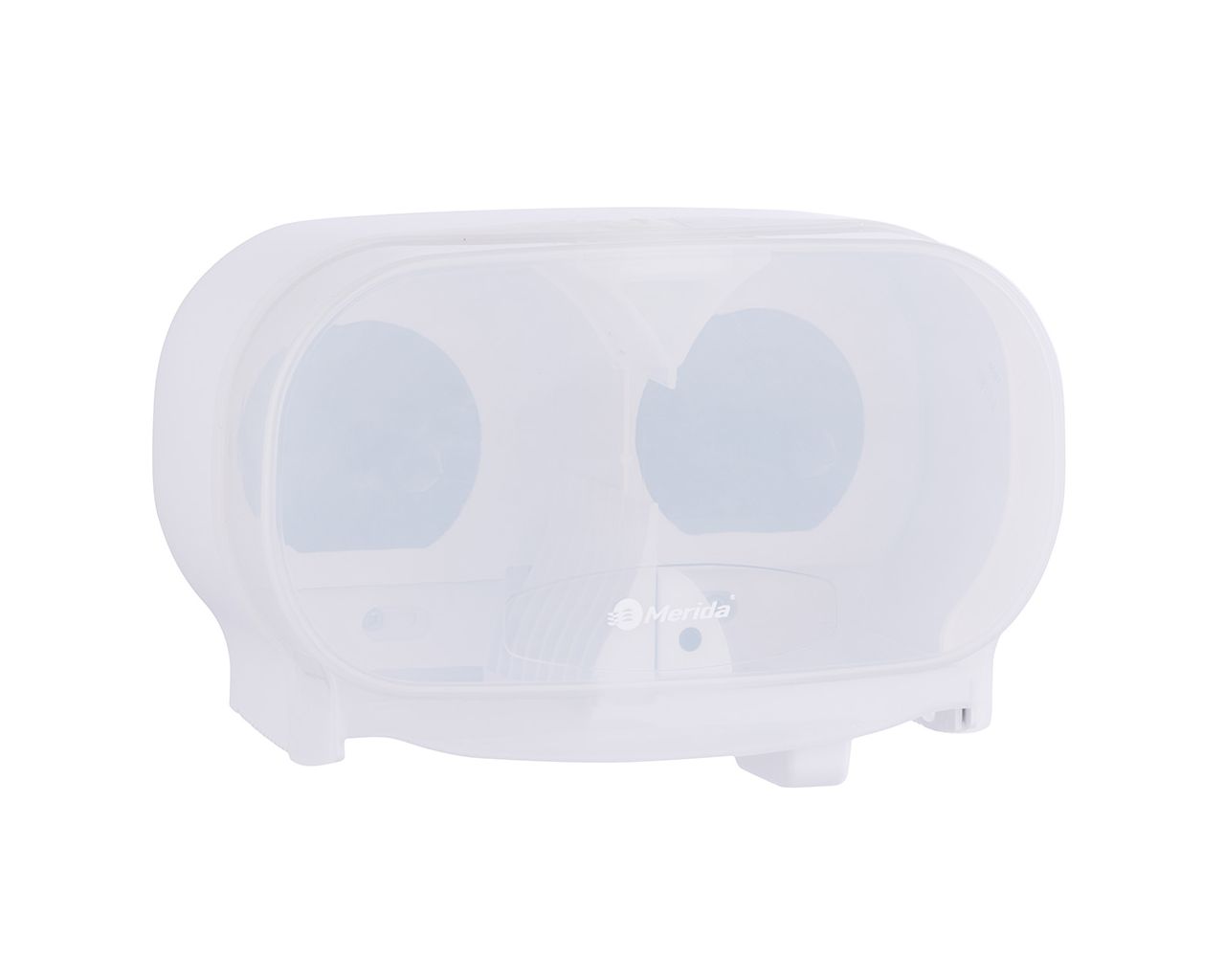 BHB301 Контейнер для двух рулонов туалетной бумаги без сердцевины ГАРМОНИЯ, пластик, прозрачный белый Merida 