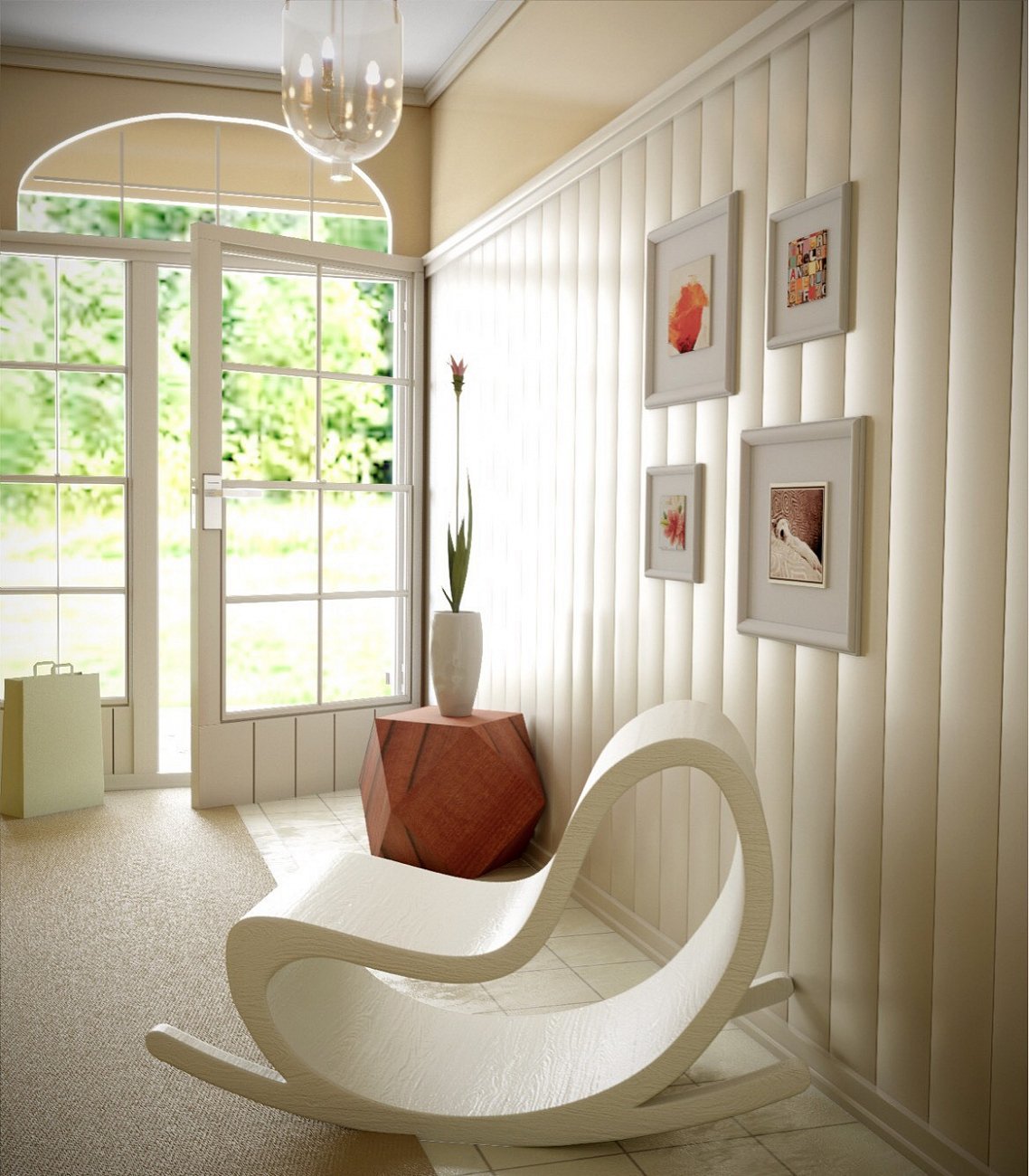 Кресло-качалка беленый дуб 76х122 см "Цикл" ODINGENIY ДИЗАЙНЕРСКИЕ 00-3885825 Белый  - Вид №1