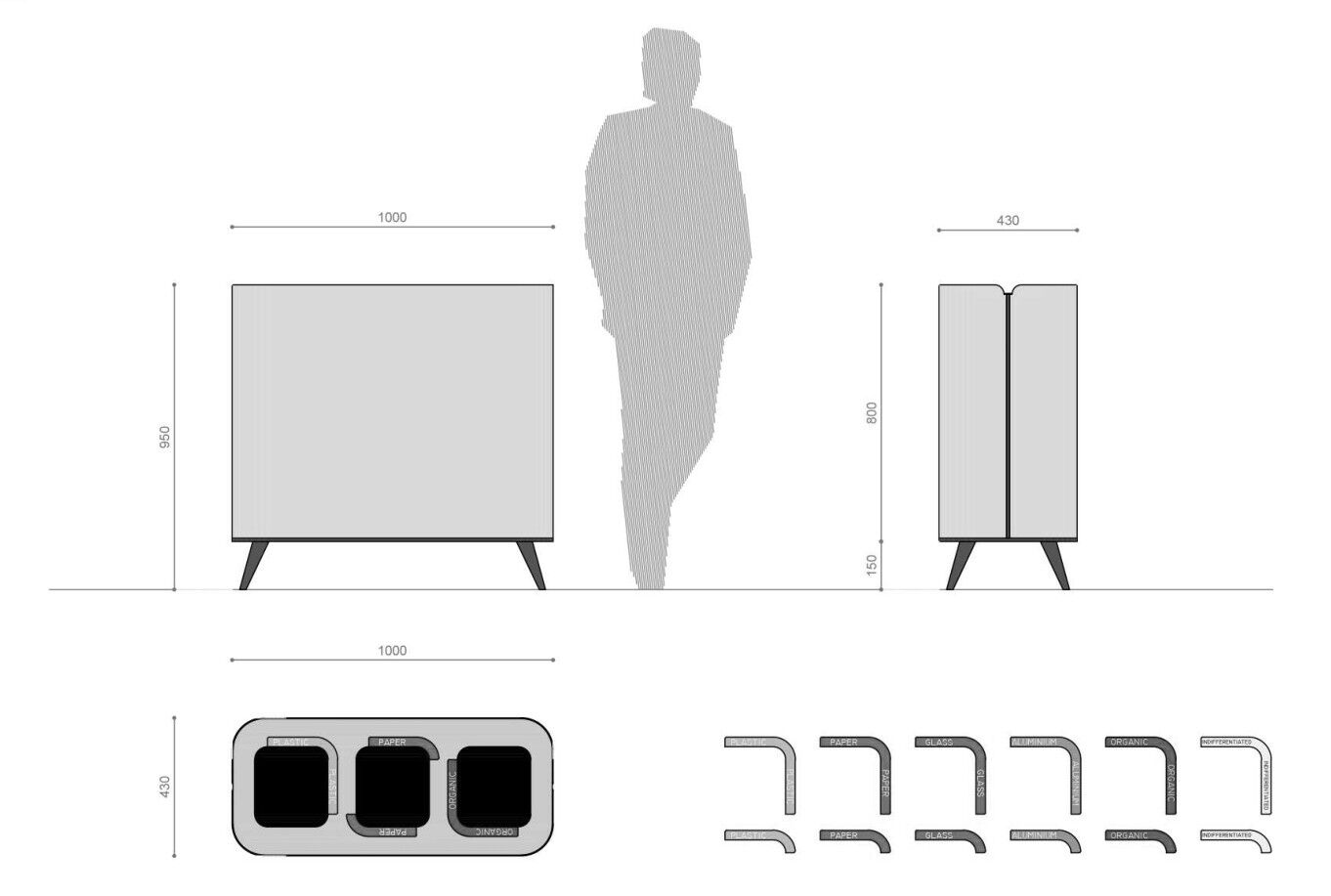 Оцинкованная стальная мусорная корзина для мусора Viscio Urban Design ретро ARCH-00019556 - Вид №2