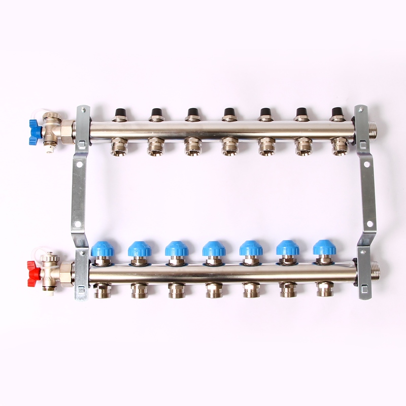 Коллекторная группа из нержавеющей стали с регулир. и термостатическими вентилями и расходомерами REHAU 1"x3/4"ЕК 7 выходов 218071 - Вид №3