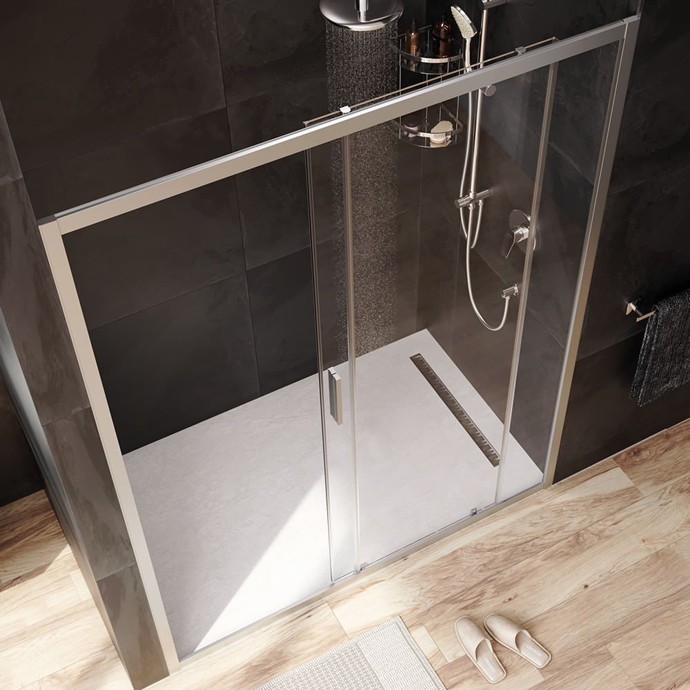 W90G-150-1-195MT Solo Дверь душевая 150х195 стекло прозрачное профиль матовый хром AM.PM Gem - Вид №1