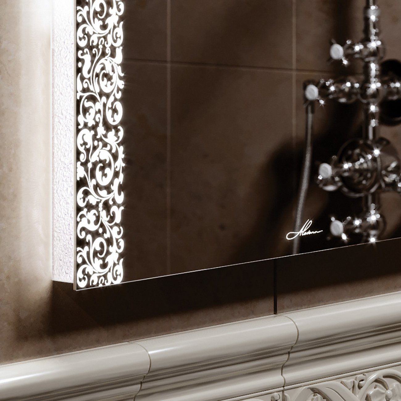 Зеркало настенное с подсветкой 70х80 см белое Delveto ALAVANN DELVETO 303961 Белый;зеркальный  - Вид №3