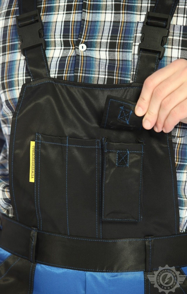 61474 Полукомбинезон "Мастер" василек-черный  Летняя спецодежда  размер 52-54/182-188  - Вид №6