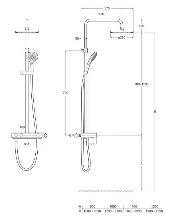 Латунь термостатический настенный душ колонка с переключателем Roca INDEX T-SWITCH 5A9I09..0 / 5A9J09..0 ARCH-00014771 - Вид №3