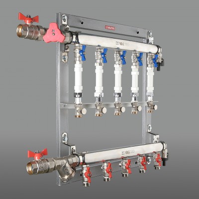 VT.GPM.05S04.L4 Узел этажный для поквартирного учета тепловой энергии Valtec 3/4", 4 вых., ввод слева  - Вид №2