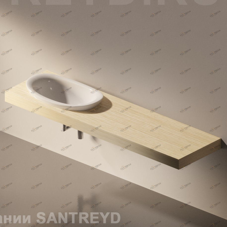 Flaminia IO e SI Столешница с отверстием под раковину от 100 до 150 см светлый дуб IO75M2.WL Ceramica Flaminia IO75M2WL