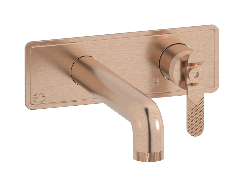 Встроенный в стену смеситель для раковины на 2 отверстия в комплекте с донным клапаном WE ARE IB b2206sr Brushed Rose Gold Bold