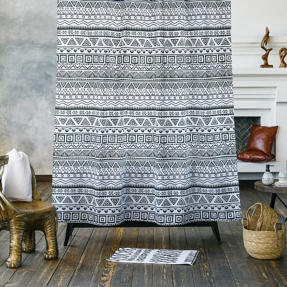 Штора для душа Moroshka Nomads 180x180 см, полиэстер, цвет белый STLM-2169517