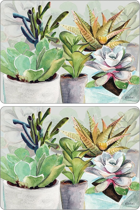 10623891 Pimpernel Набор подставок под горячее Pimpernel "Суккуленты" 40х29см, 4шт Дерево 