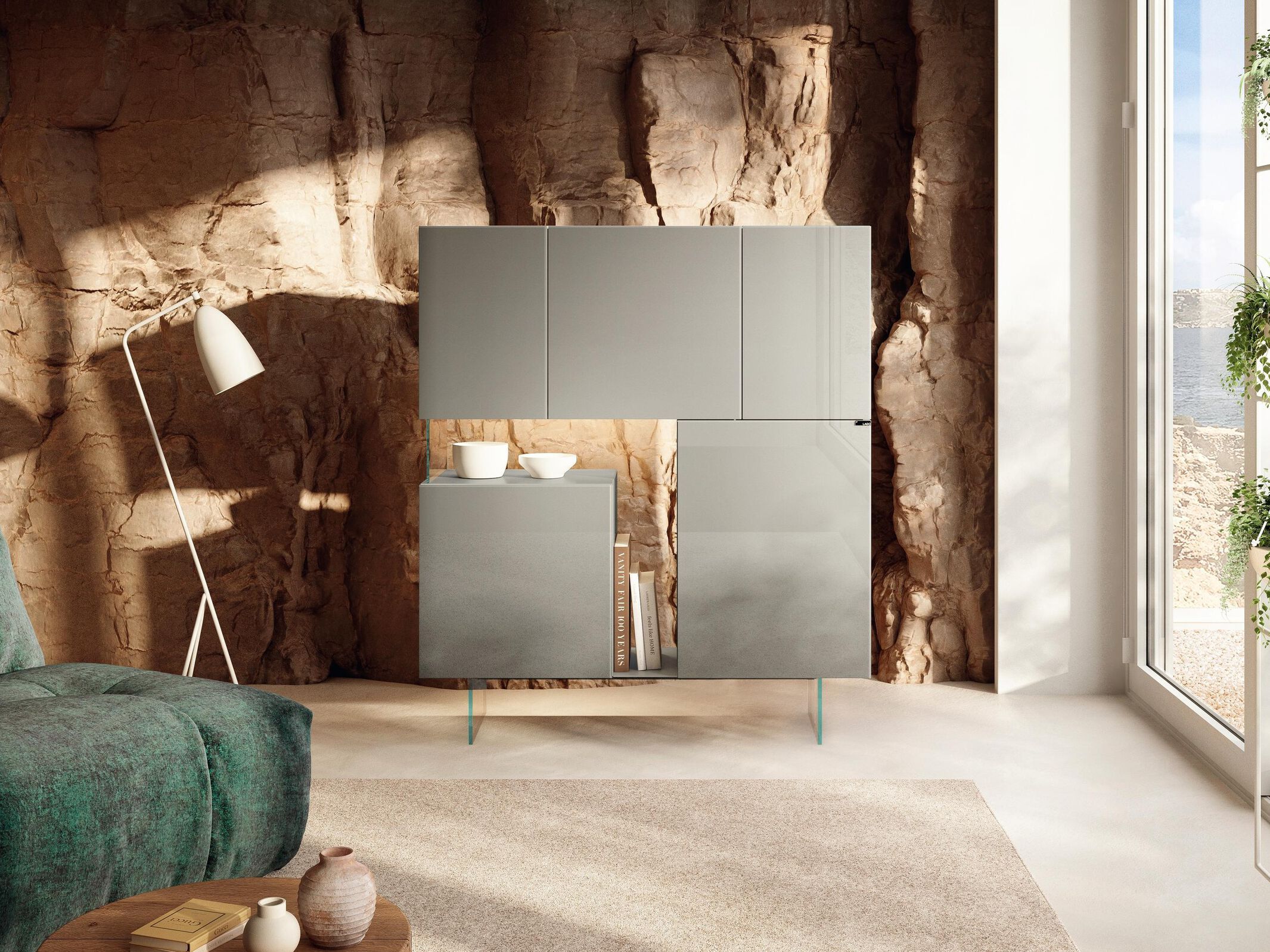 Стеклянный шкаф с распашными дверцами Lago 36e8 ARCH-00047585