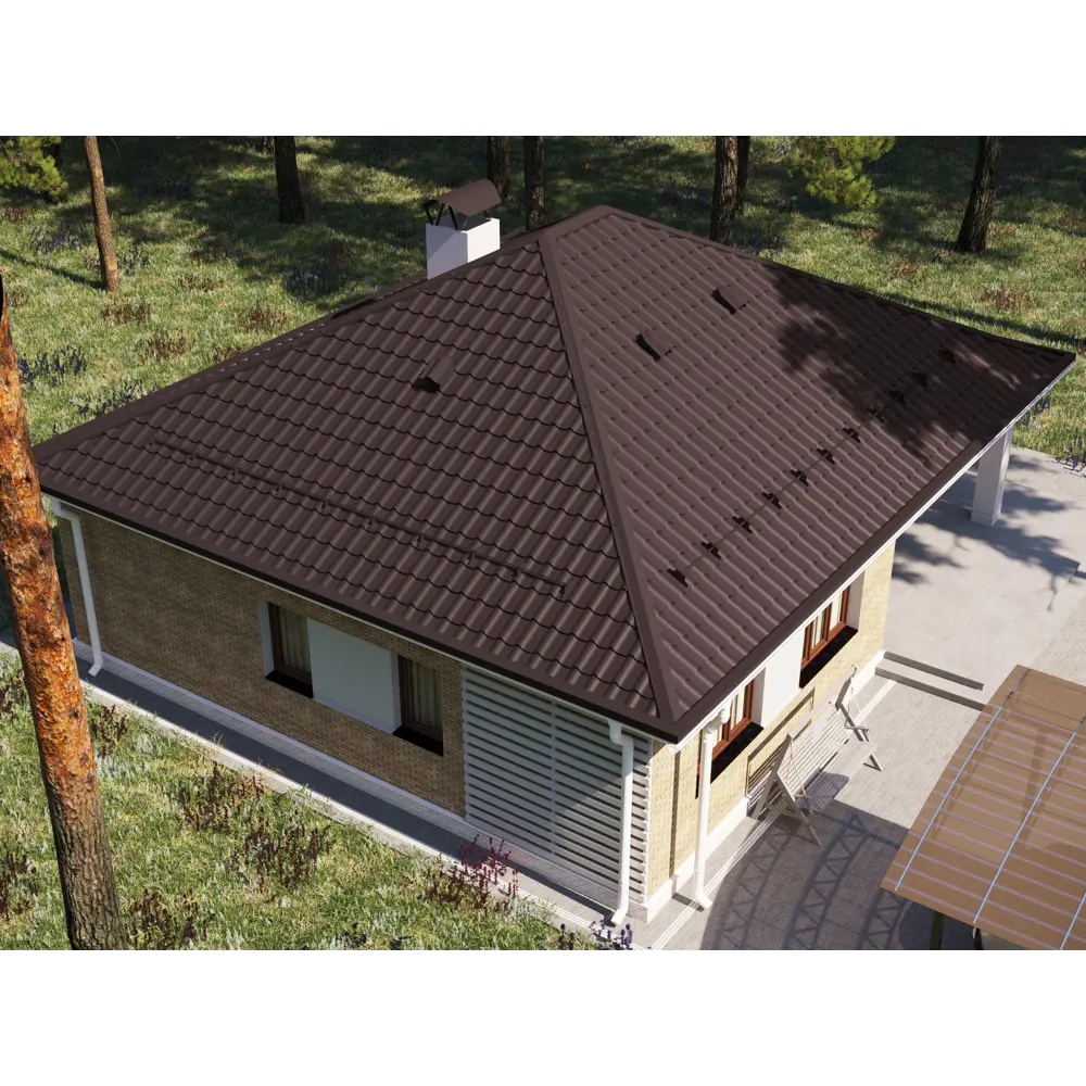 Металлочерепица 0.5 мм ГОСТ 500x1180 мм RAL 8017 шоколад 89296952 STLM-2065631 Santreyd  - Вид №4