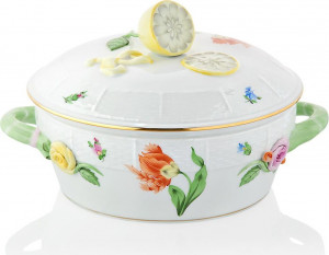 69009 Herend Блюдо для горячего с крышкой 1,4л "Китти" Фарфор