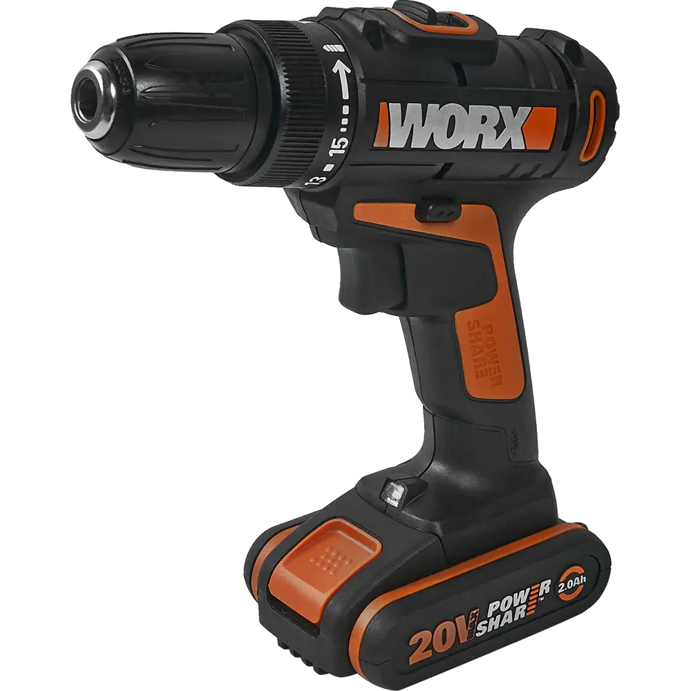 Дрель-шуруповерт аккумуляторная Worx WX101.1, 20 В Li-ion 2x2Ач 82634260 STLM-2209265 
