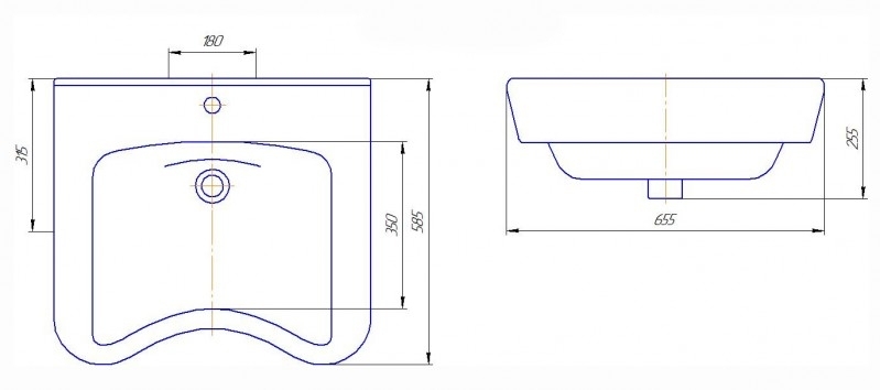 Люкс, Раковина медицинская Подвесная раковина настенная овальная ROSA Люкс белая - Вид №1