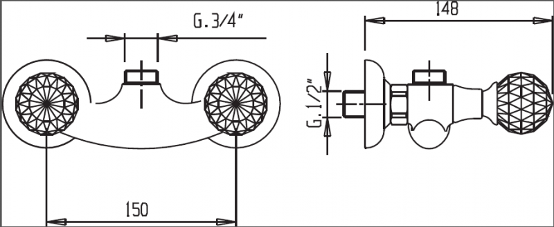 Смеситель для душа без шланга и ручного душа Cezares ATLANTIS-DS-03/24-Sw/M - Вид №1