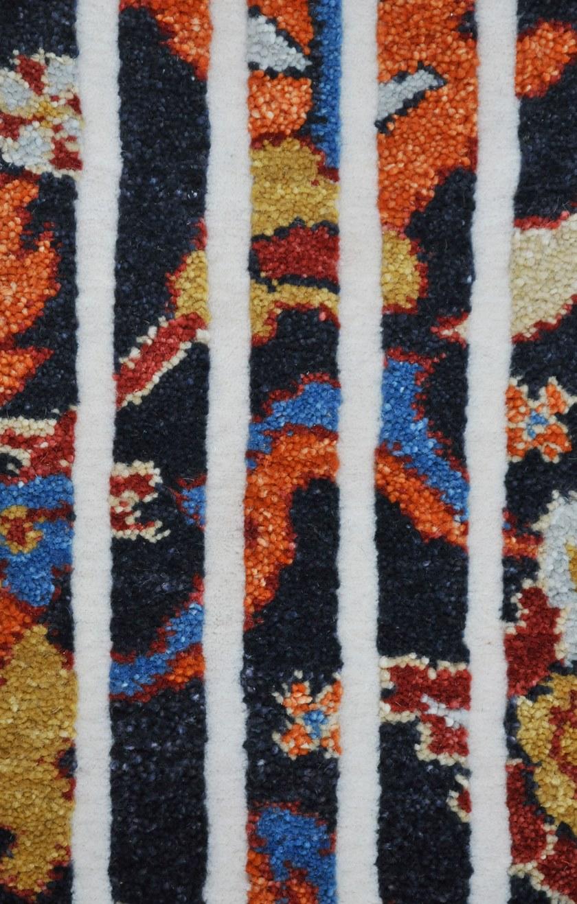 I + I Прямоугольный ковер в полоску и цветочек из шерсти и хлопка Pop classic C 52b1  - Вид №1