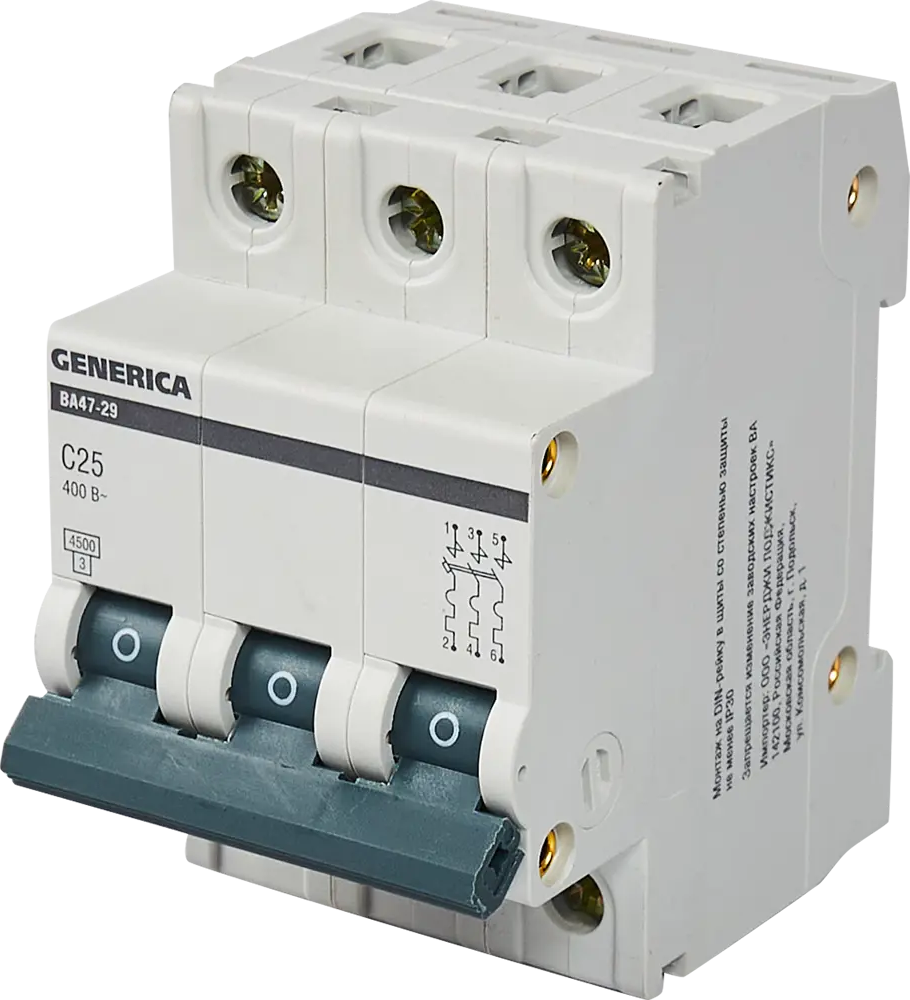 Автоматический выключатель Generica ВА47-29 3Р для защиты электросети 84798312