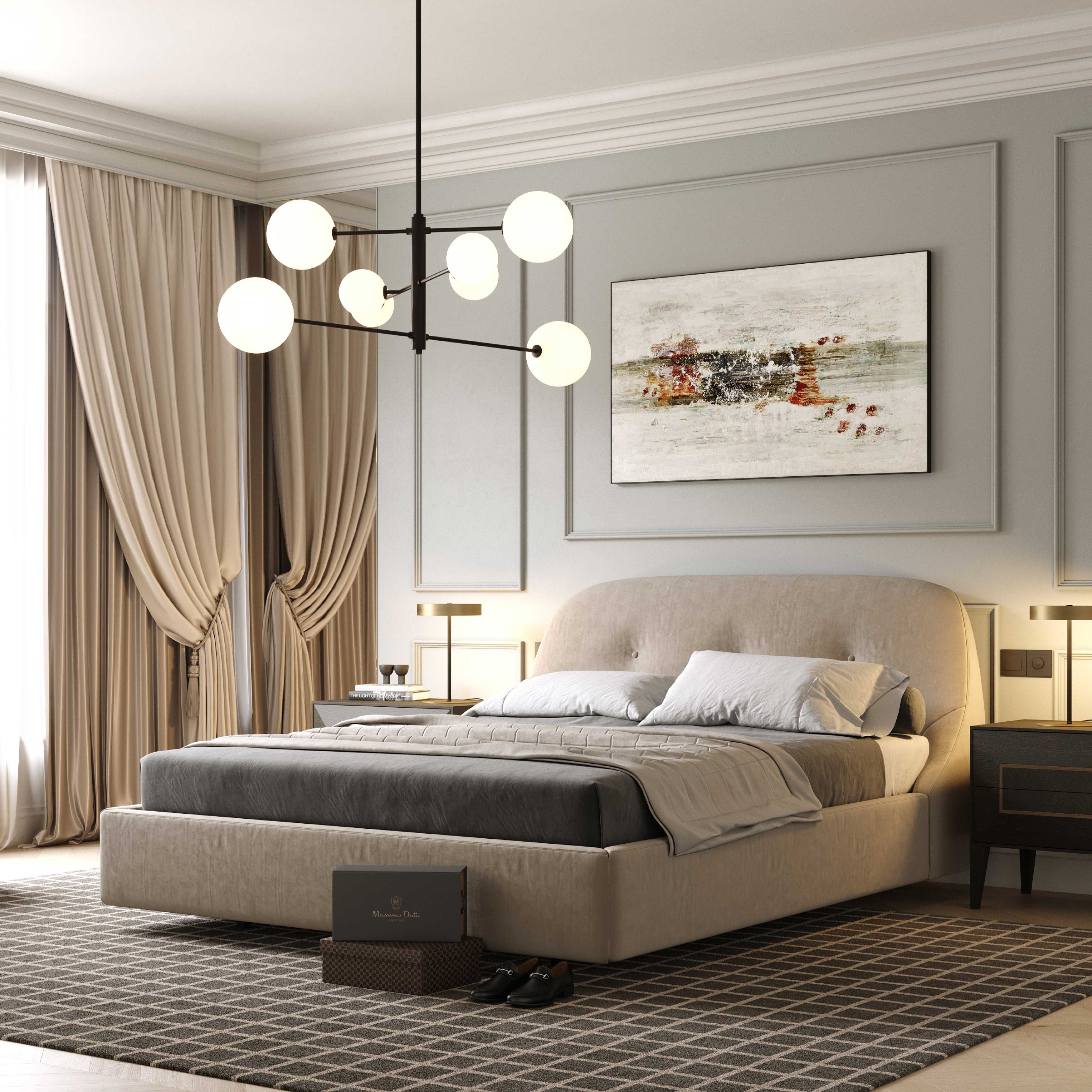 Двуспальная кровать из микрофибры с мягким изголовьем Stylish Club Voilier ARCH-00082588 - Вид №11