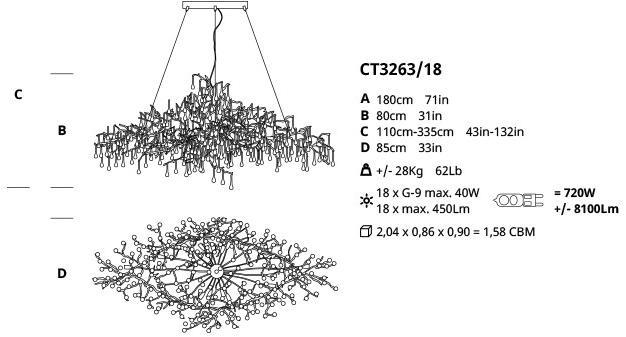Serip Галогенный подвесной светильник из бронзы Bijout Ct3263/18 - Вид №2