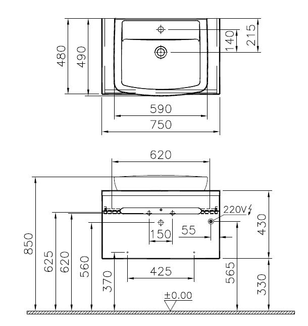 61025 Раковина Vitraglobal Folda  - Вид №1
