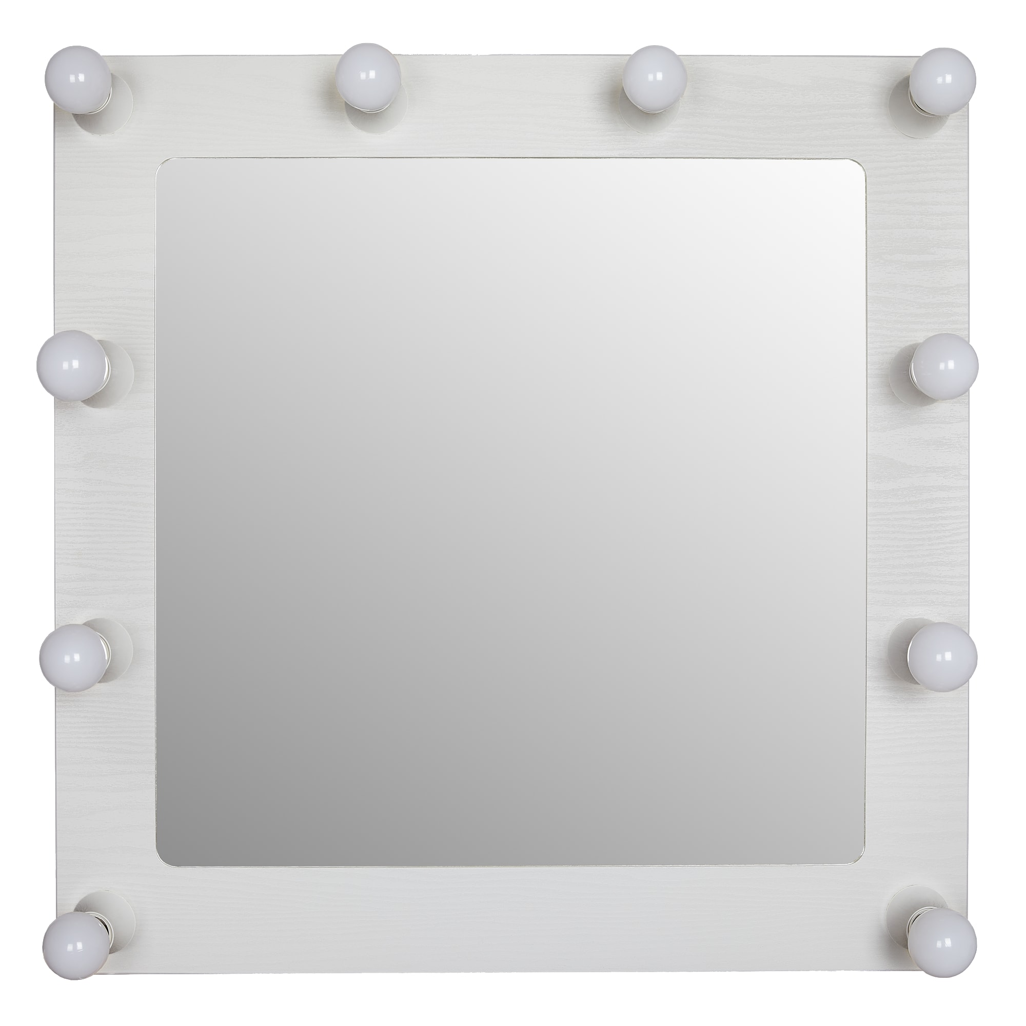 82549257 Декоративное зеркало с внешней подсветкой «Грим» цвет белый 69х68 см Santreyd 