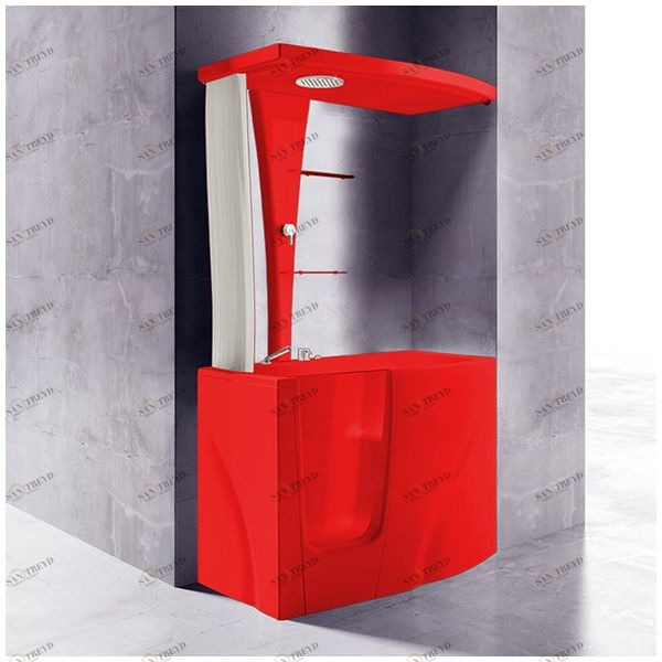 Ванна с кабиной GRUPPO TREESSE GEN-Y TOP STD-V3417|B3411-DX красная угловая сидячая с дверью правосторонняя STDV3417B3411DXK