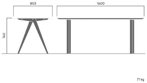 VESTRE Прямоугольный стол для общественных мест из оцинкованной стали Nunu sun-id-1397885 - Вид №6