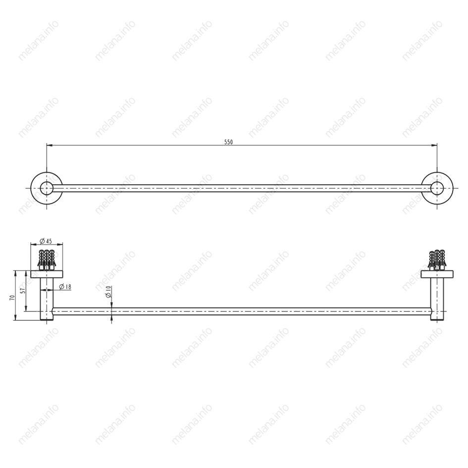 Штанга для полотенец MELANA сатин хром MLN-867001 867 серия - Вид №1