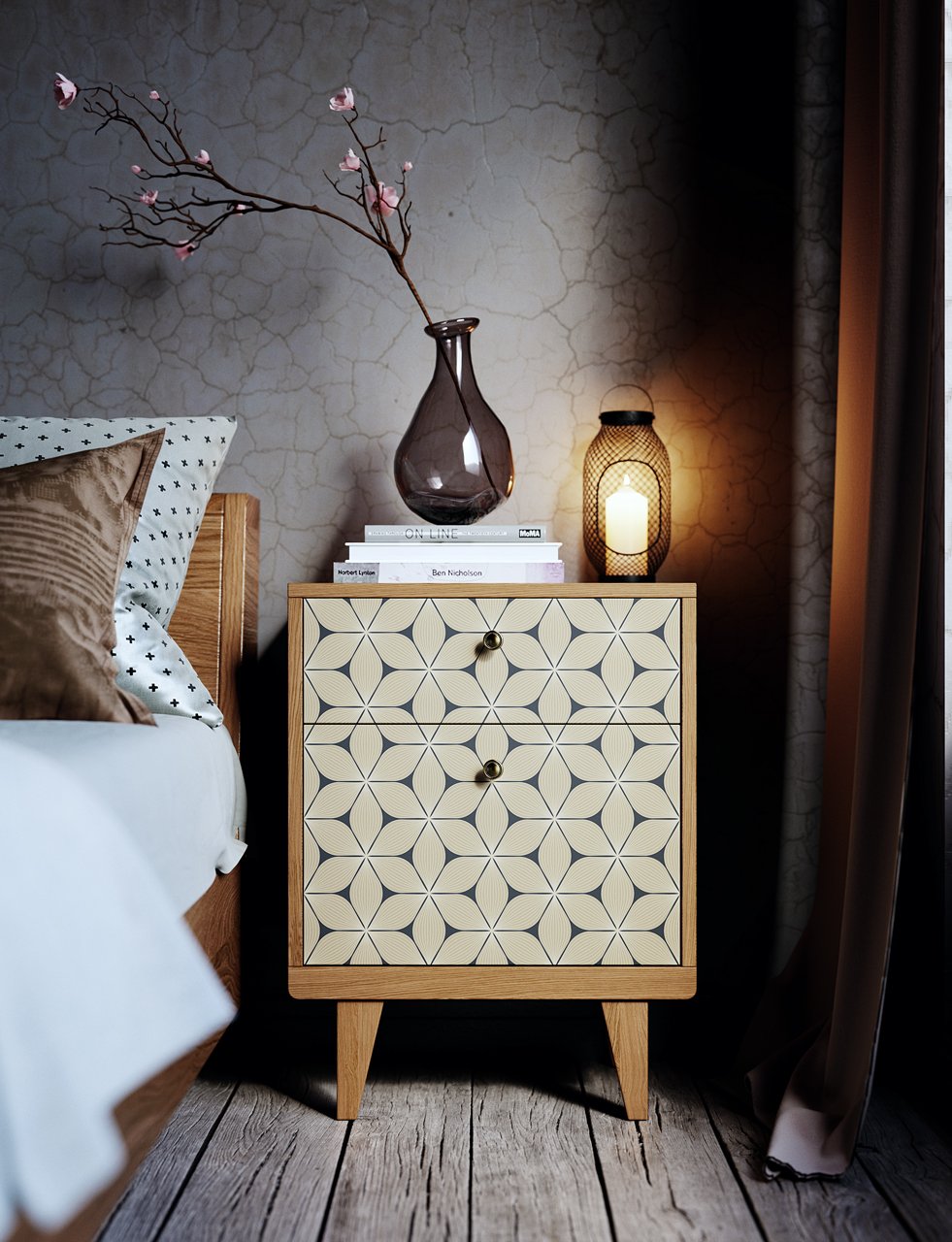 Прикроватная тумбочка дизайнерская коричневая Thimon THE IDEA  210300 Коричневый  - Вид №2