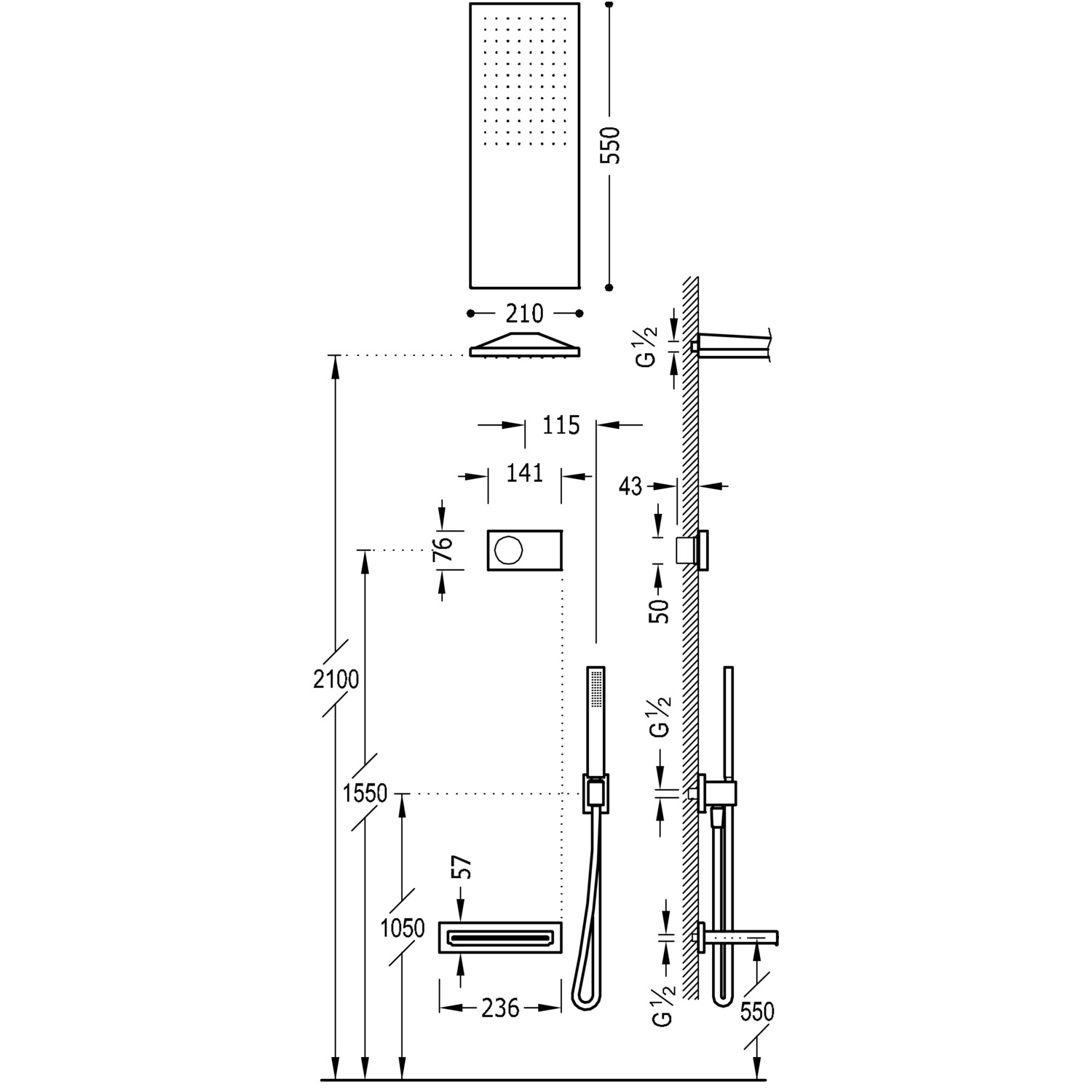 SHOWER TECHNOLOGY 3-ходовой встраиваемый электронный термостатический смеситель Shower Technology Blue Edition, набор для ванны и душа-09286316 TRES Electronic - Вид №1