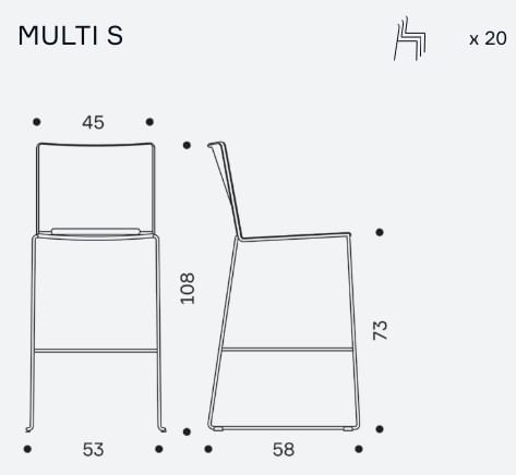 Высокий штабелируемый стул IBEBI мульти ARCH-00049234 - Вид №1