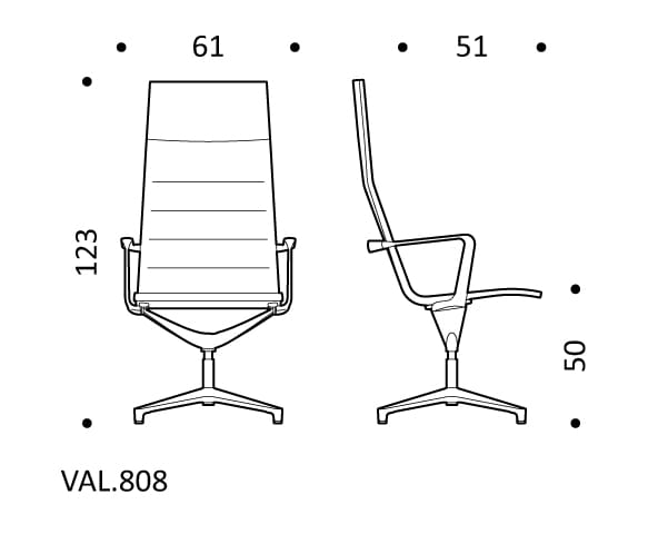 4-спицевое вращающееся офисное кресло с высокой спинкой ICF Valea ARCH-00001062 - Вид №4