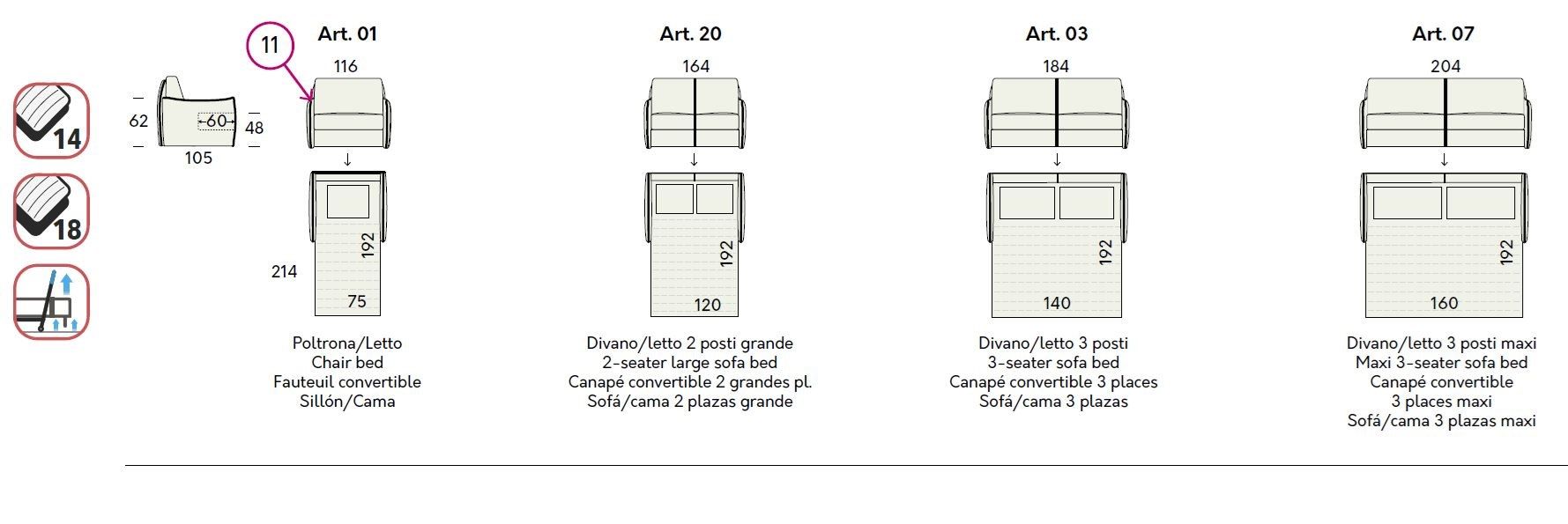 Двуспальный диван-кровать из ткани Felis Day &amp ARCH-00061652 - Вид №5