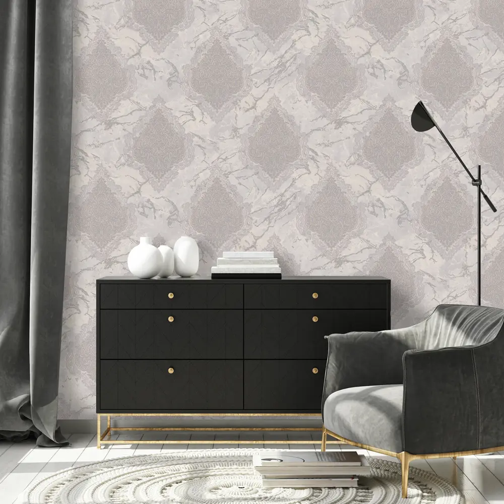 Обои флизелиновые Euro Decor Sultan светло-серые 1.06 м 7135-11 89111974 STLM-2093714 - Вид №2