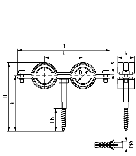 0802124 Крепление для труб  BIS Cobra Двойные хомуты с epdm WALRAVEN  - Вид №1