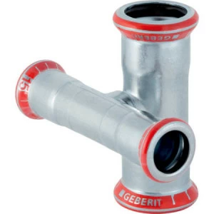 GEBERIT 21509 Крестовина двухплоскостная Geberit Mapress из углеродистой стали, редукционная, с уступом