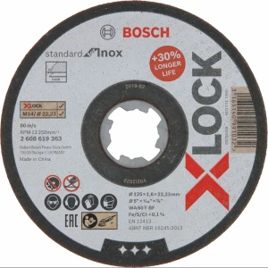 Диск отрезной по нержавеющей стали тип 41 Bosch Professional X-lock Inox 2608619363 125x22.2x1.6 мм 88109532 STLM-2136716