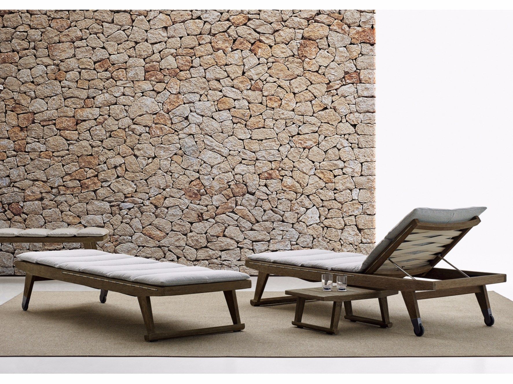 Садовая кровать с откидной спинкой из тикового дерева B&B Italia Outdoor Чт ARCH-00083477 - Вид №3