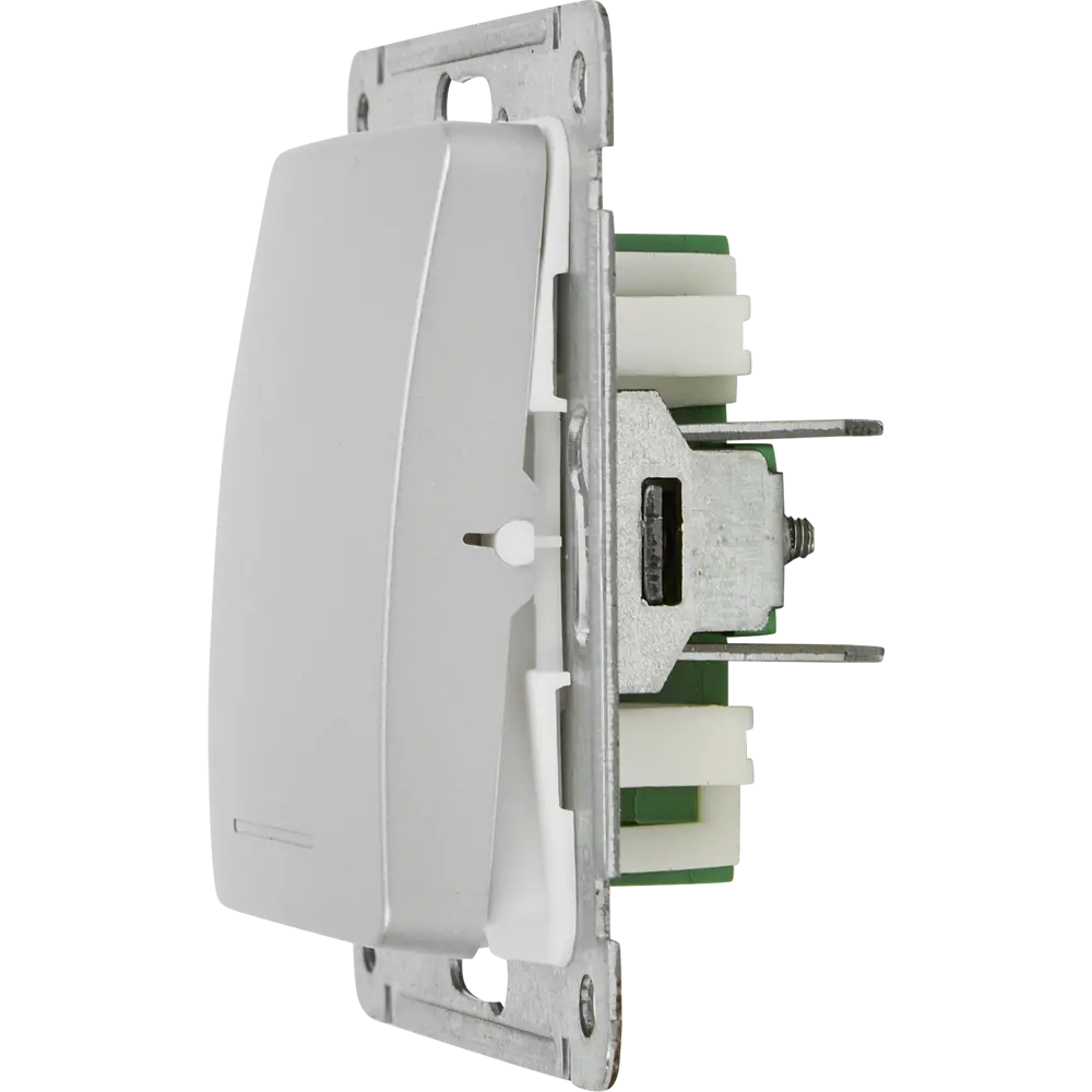 Выключатель встраиваемый Hegel Мастер 1 клавиша с индикатором цвет серебро STLM-2094310 - Вид №3