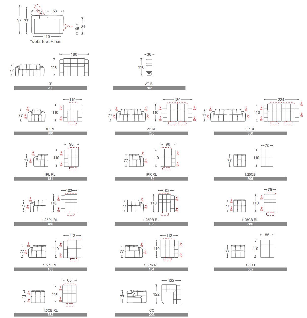 Кожаный диван с электроприводом на 3 места CAMPO DE' FIORI 5360 ARCH-00073532 - Вид №13