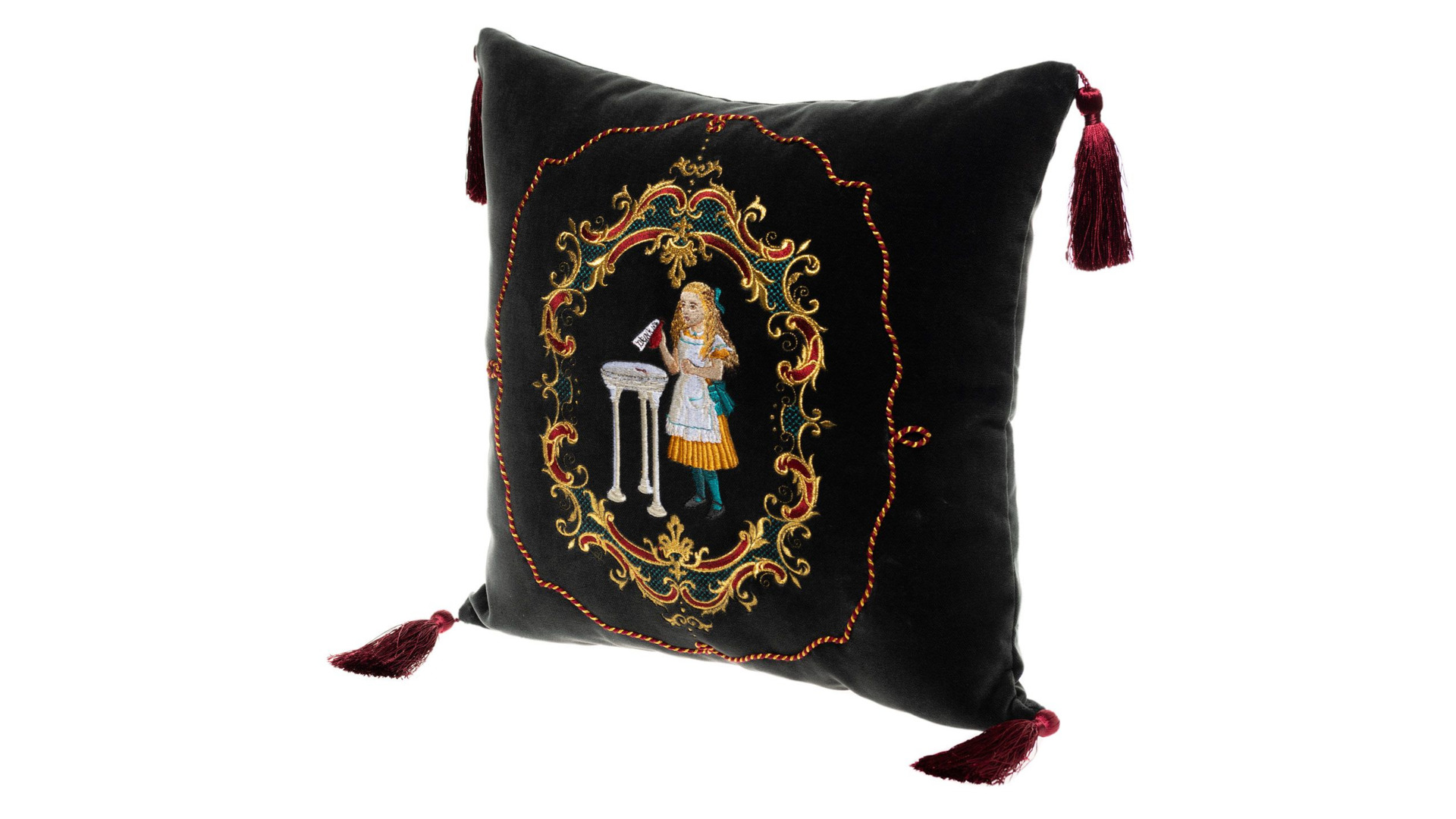 10659187 Торжокские золотошвеи Подушка диванная "В стране чудес" Рис. 2665 бархат серый Бархат  - Вид №1